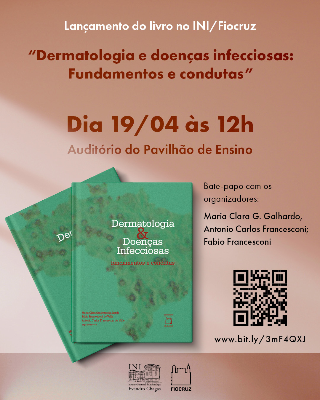 Selo com o título do livro: Dermatologia  Dermatologia e doenças infecciosas: Fundamentos e condutas