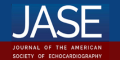 Logomarca do JASE: Imagem retirada do site do Journal of the American Society Echocardiography Selo no formato retangular, com fundo azul marinho e vermelho com letras brancas escrito: JASE.