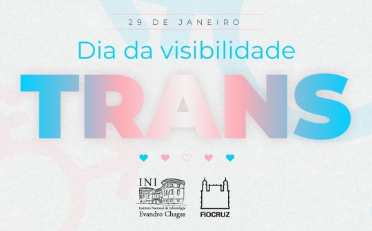 Imagem com a bandeira que representa a visibilidade das pessoas trans, com o texto: 29 de janeiro, dia nacional da visibilidade trans..