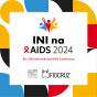 Ilustração em formato quadrado, com as bordas coloridas, fundo branco, escrito: INI na AIDS 2024.
