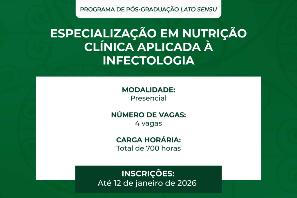 INI/Fiocruz abre inscrições para Curso de Especialização em Nutrição Clínica Aplicada à Infectologia